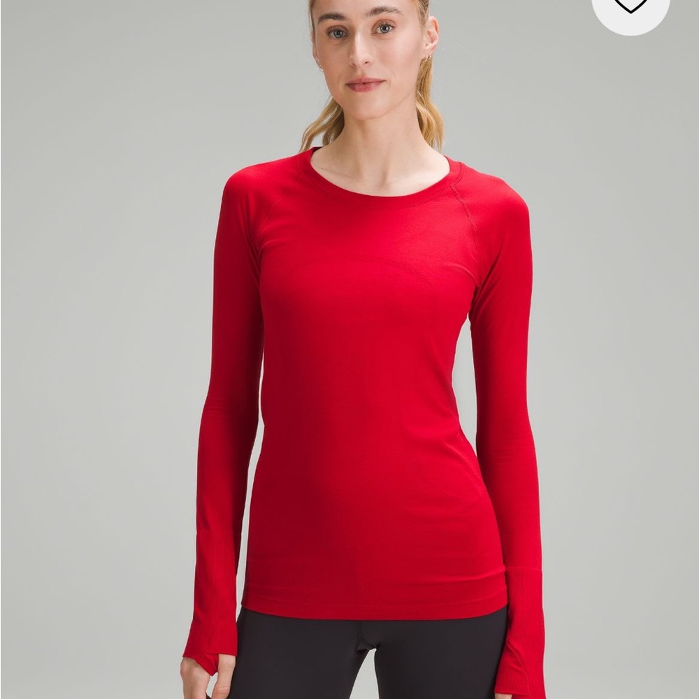 Lululemon Athletica Red Fitted Long Sleeve Tee